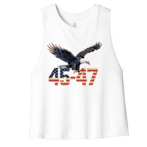 Trump 2024 President 45 And 47 American Flag Trump 2024 Women's Racerback Cropped Tank