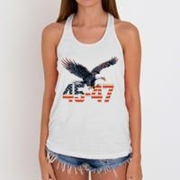 Trump 2024 President 45 And 47 American Flag Trump 2024 Women's Knotted Racerback Tank