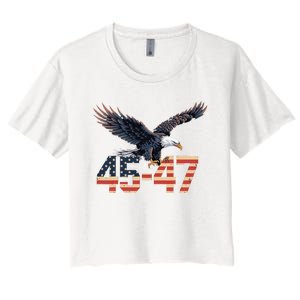 Trump 2024 President 45 And 47 American Flag Trump 2024 Women's Crop Top Tee