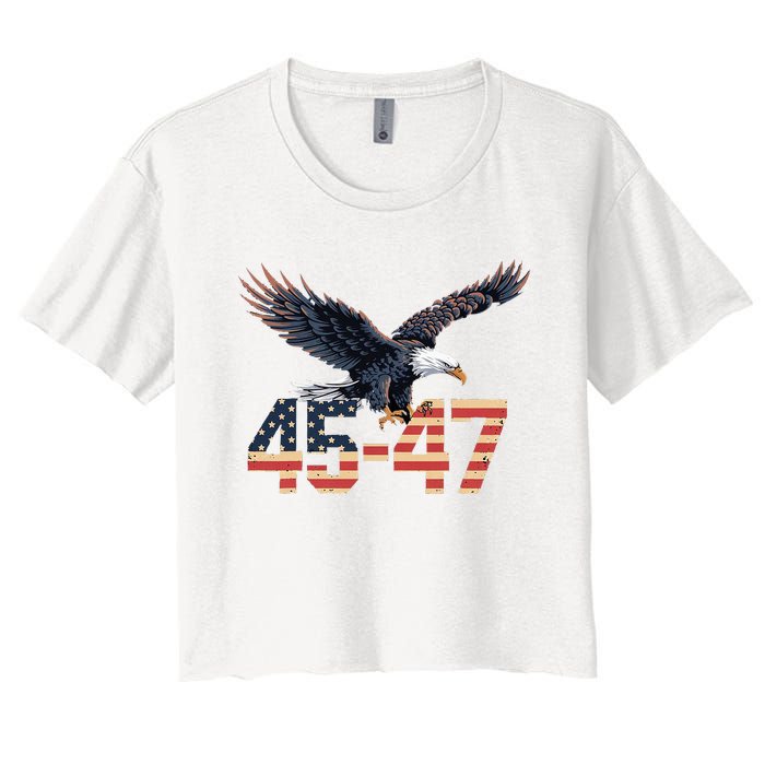 Trump 2024 President 45 And 47 American Flag Trump 2024 Women's Crop Top Tee