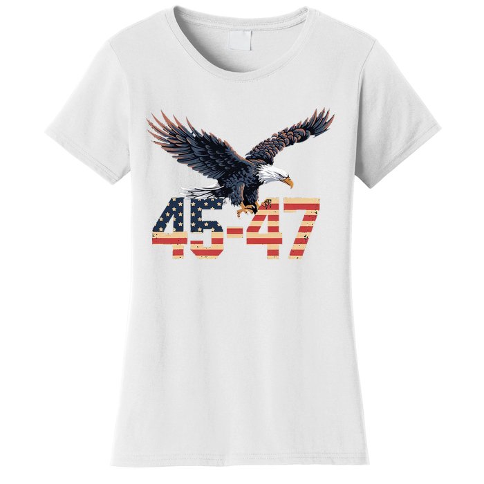 Trump 2024 President 45 And 47 American Flag Trump 2024 Women's T-Shirt