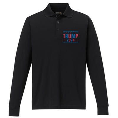 Trump 2024 Political Campaign Theme Performance Long Sleeve Polo