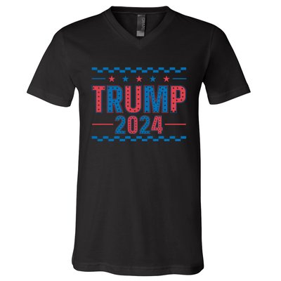 Trump 2024 Political Campaign Theme V-Neck T-Shirt