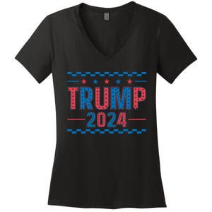 Trump 2024 Political Campaign Theme Women's V-Neck T-Shirt