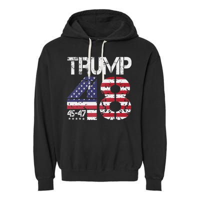 Trump 2028 President 45 47 48 American Flag Trump 2028 Garment-Dyed Fleece Hoodie