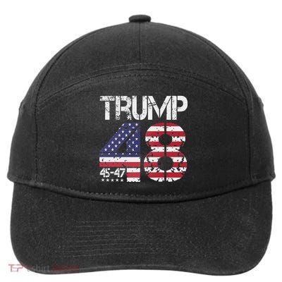 Trump 2028 President 45 47 48 American Flag Trump 2028 7-Panel Snapback Hat