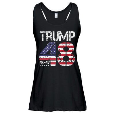 Trump 2028 President 45 47 48 American Flag Trump 2028 Ladies Essential Flowy Tank