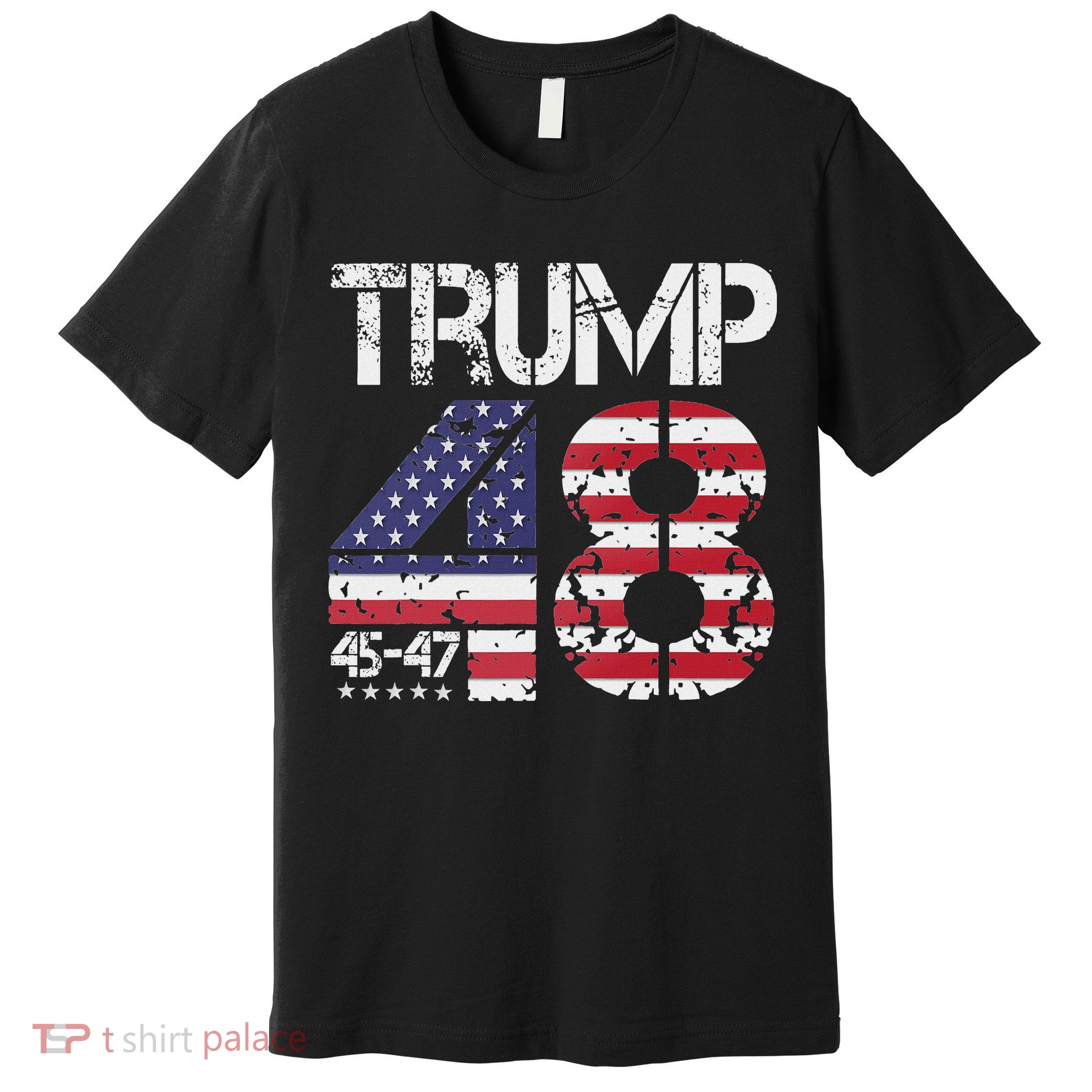 Trump 2028 President 45 47 48 American Flag Trump 2028 Premium T-Shirt