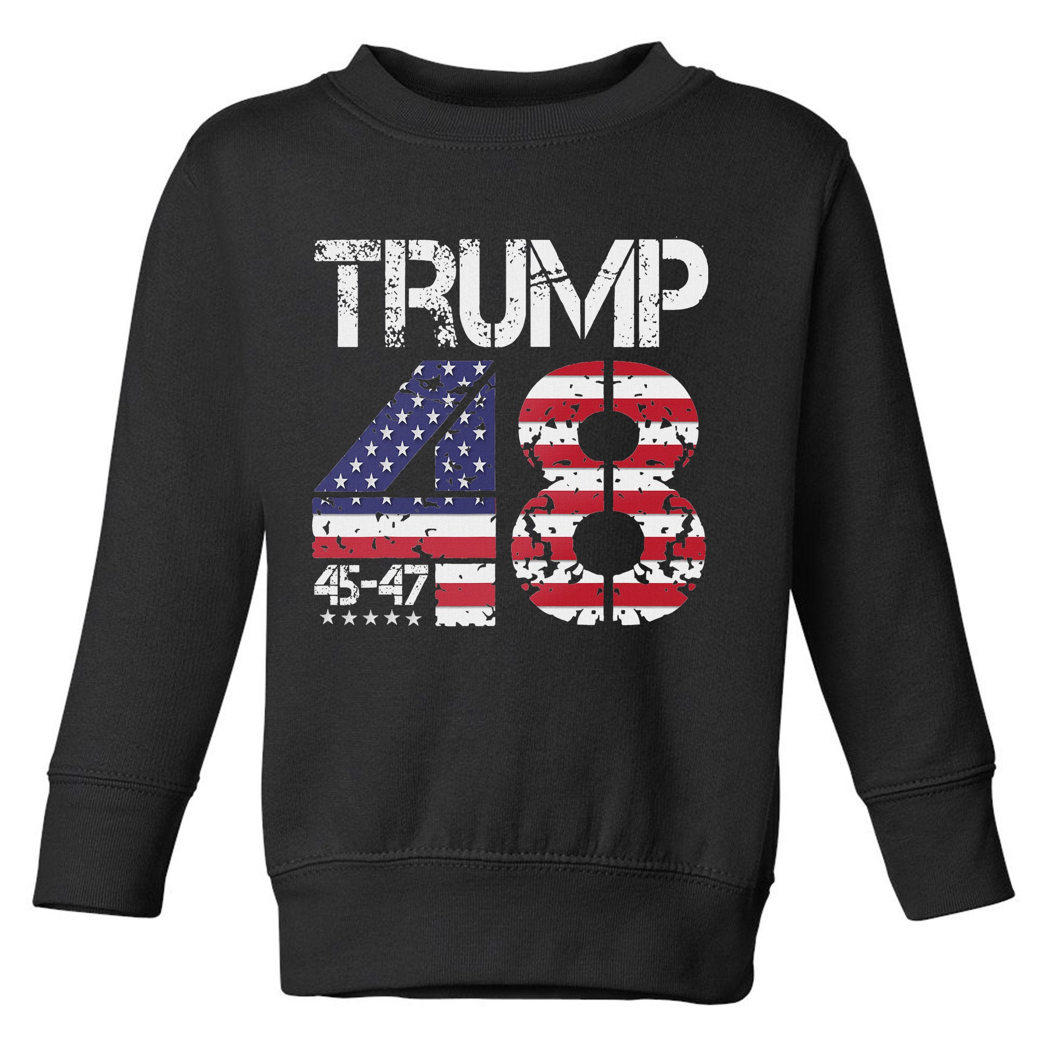 Trump 2028 President 45 47 48 American Flag Trump 2028 Toddler Sweatshirt