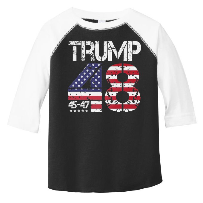 Trump 2028 President 45 47 48 American Flag Trump 2028 Toddler Fine Jersey T-Shirt