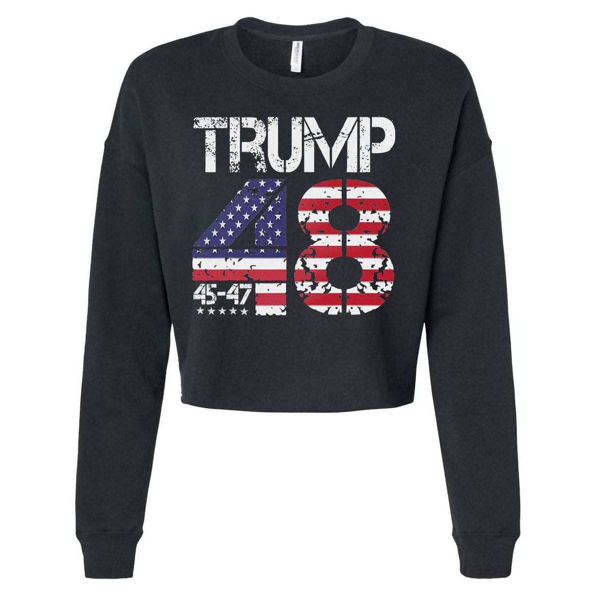 Trump 2028 President 45 47 48 American Flag Trump 2028 Cropped Pullover Crew