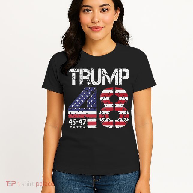 Trump 2028 President 45 47 48 American Flag Trump 2028 Womens T-Shirt