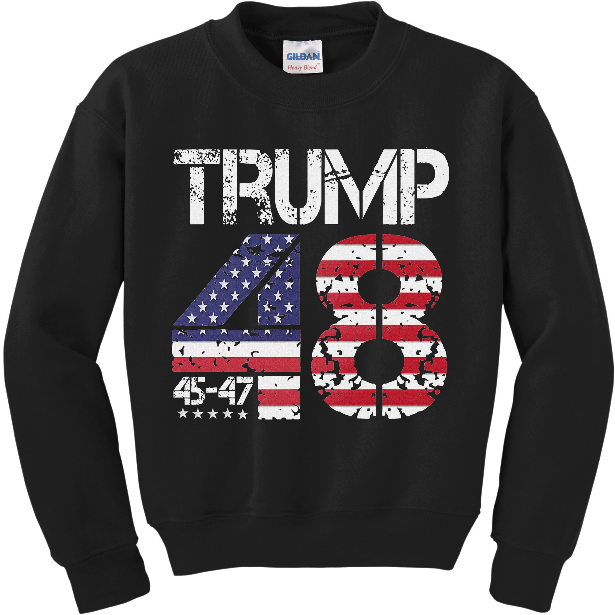 Trump 2028 President 45 47 48 American Flag Trump 2028 Kids Sweatshirt