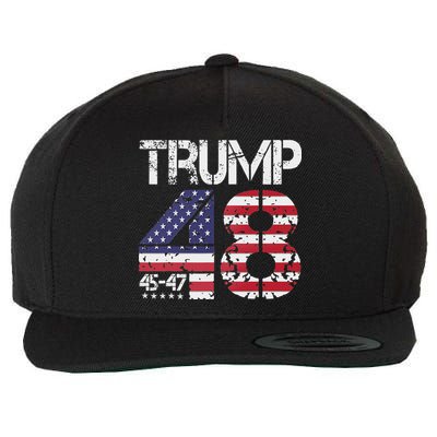Trump 2028 President 45 47 48 American Flag Trump 2028 Wool Snapback Cap