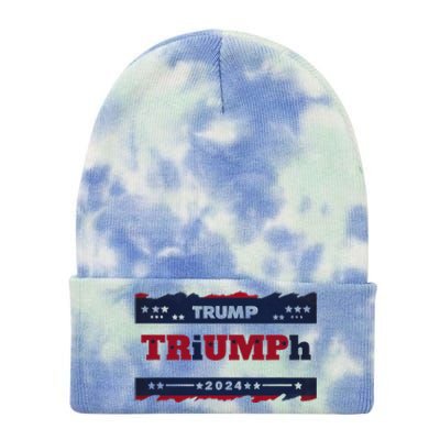 Triumph 2024 Patriotic Trump Tie Dye 12in Knit Beanie