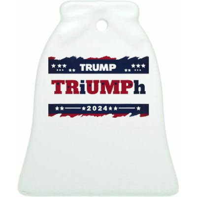 Triumph 2024 Patriotic Trump Ceramic Bell Ornament