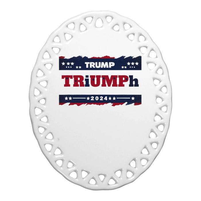 Triumph 2024 Patriotic Trump Ceramic Oval Ornament