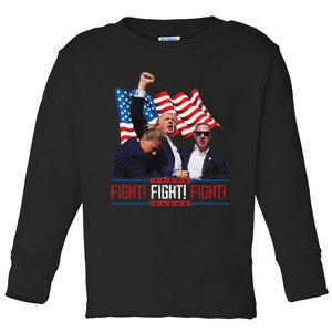 Trump 2024 President Fight Bloodied Fist Pumping Of Legend Toddler Long Sleeve Shirt