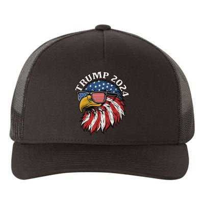 Trump 2024 Patriotic Eagle Sunglasses July 4th Yupoong Adult 5-Panel Trucker Hat