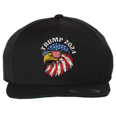 Trump 2024 Patriotic Eagle Sunglasses July 4th Wool Snapback Cap