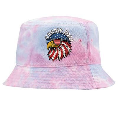 Trump 2024 Patriotic Eagle Sunglasses July 4th Tie-Dyed Bucket Hat