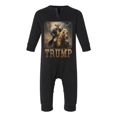 Trump 2024 President Cowboy Riding Horse Western Usa Maga Infant Fleece One Piece