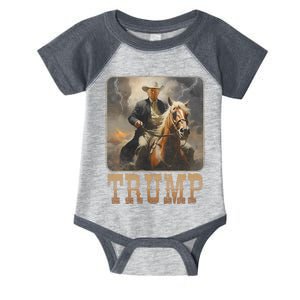 Trump 2024 President Cowboy Riding Horse Western Usa Maga Infant Baby Jersey Bodysuit