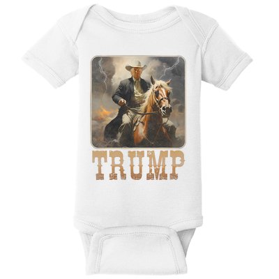 Trump 2024 President Cowboy Riding Horse Western Usa Maga Baby Bodysuit