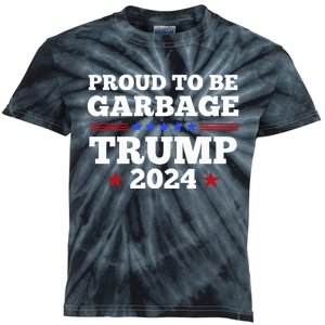 Trump 2024 Proud To Be Garbage Presidential Election Kids Tie-Dye T-Shirt