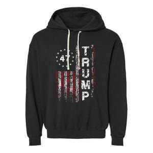 Trump 2024 Pro 47th President Us Flag Garment-Dyed Fleece Hoodie