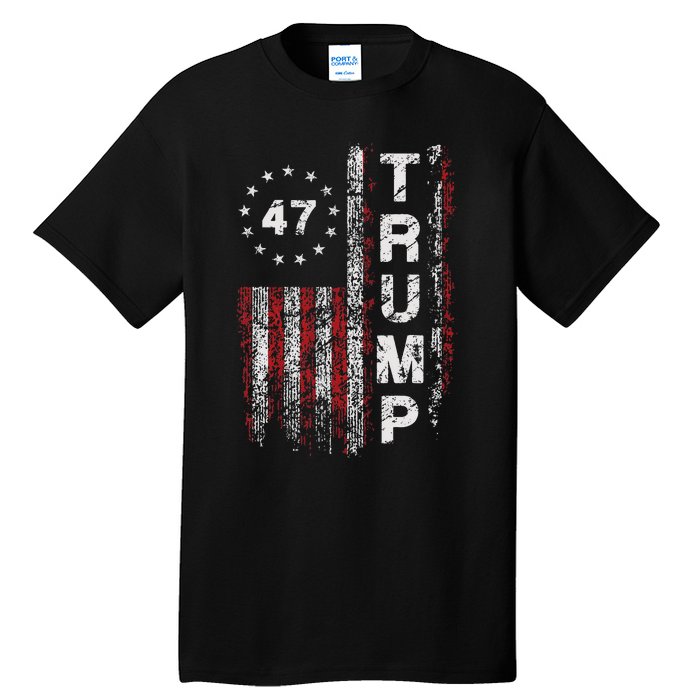 Trump 2024 Pro 47th President Us Flag Tall T-Shirt