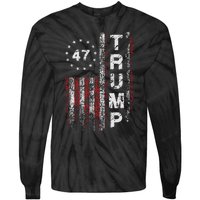 Trump 2024 Pro 47th President Us Flag Tie-Dye Long Sleeve Shirt