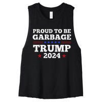 Trump 2024 Proud To Be Garbage Presidential Election Gift Women's Racerback Cropped Tank