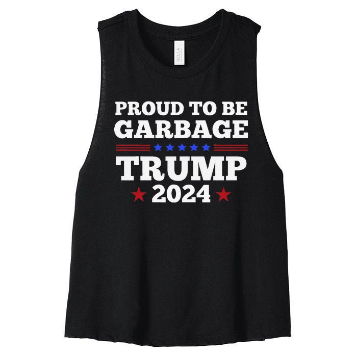 Trump 2024 Proud To Be Garbage Presidential Election Gift Women's Racerback Cropped Tank