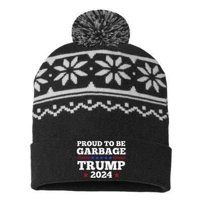 Trump 2024 Proud To Be Garbage Presidential Election Gift USA-Made Snowflake Beanie