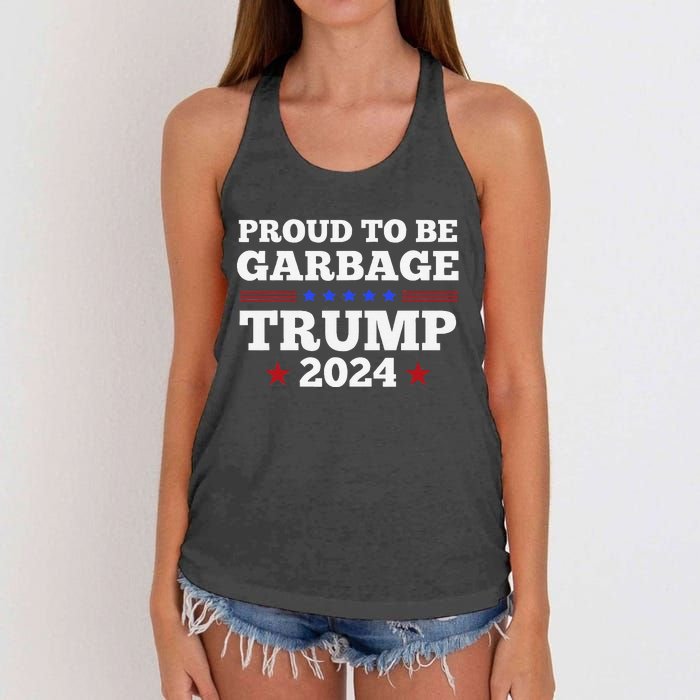 Trump 2024 Proud To Be Garbage Presidential Election Gift Women's Knotted Racerback Tank