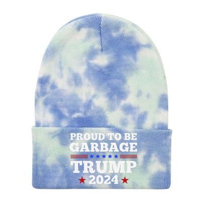 Trump 2024 Proud To Be Garbage Presidential Election Gift Tie Dye 12in Knit Beanie