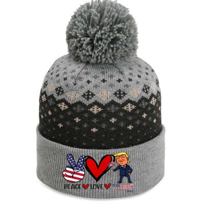 Trump 2024 Peace Love Us Flag President Trump Return Support Gift The Baniff Cuffed Pom Beanie