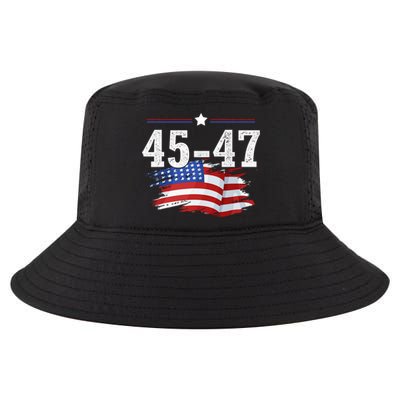 Trump 2024 President 45 And 47 American Flag Trump 2024 Cool Comfort Performance Bucket Hat