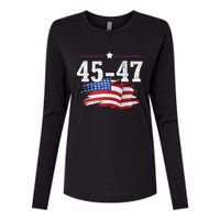 Trump 2024 President 45 And 47 American Flag Trump 2024 Womens Cotton Relaxed Long Sleeve T-Shirt