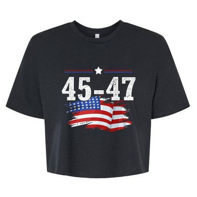 Trump 2024 President 45 And 47 American Flag Trump 2024 Bella+Canvas Jersey Crop Tee