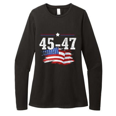 Trump 2024 President 45 And 47 American Flag Trump 2024 Womens CVC Long Sleeve Shirt