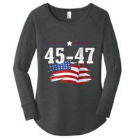 Trump 2024 President 45 And 47 American Flag Trump 2024 Women's Perfect Tri Tunic Long Sleeve Shirt