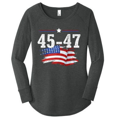 Trump 2024 President 45 And 47 American Flag Trump 2024 Women's Perfect Tri Tunic Long Sleeve Shirt