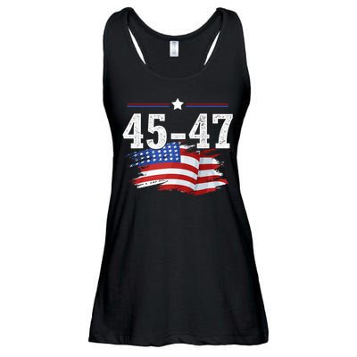 Trump 2024 President 45 And 47 American Flag Trump 2024 Ladies Essential Flowy Tank