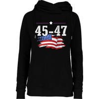 Trump 2024 President 45 And 47 American Flag Trump 2024 Womens Funnel Neck Pullover Hood