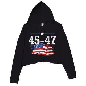 Trump 2024 President 45 And 47 American Flag Trump 2024 Crop Fleece Hoodie