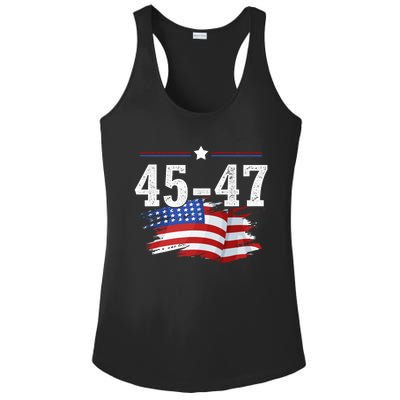 Trump 2024 President 45 And 47 American Flag Trump 2024 Ladies PosiCharge Competitor Racerback Tank