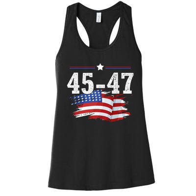 Trump 2024 President 45 And 47 American Flag Trump 2024 Women's Racerback Tank