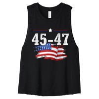 Trump 2024 President 45 And 47 American Flag Trump 2024 Women's Racerback Cropped Tank